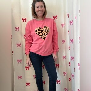 Fifth sun pink leopard heart sweatshirt